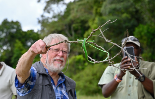 Stephen training people how to identify snakes in the Maasai Mara Kenya image supplied by Stephen Spawls